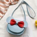 Cute Minnie Mouse Red Ribbon Blue Women Shoulder Bag