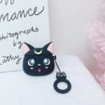 Cute Sailor Moon Luna Cat Black AirPods Cover