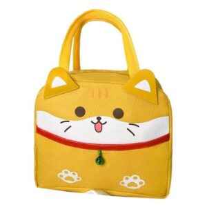 Kawaii Cat Animated Pattern Yellow Bento Bag