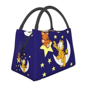 Kawaii Garfield Starry Night Pattern Blue Lunch Bag