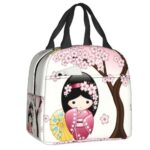 Kawaii Girl Wearing Kimono Cherry Blossoms Bento Bag