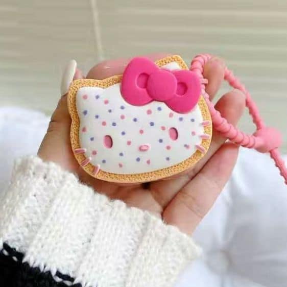 Kawaii Hello Kitty Pink Ribbon Head 3D AirPods Case