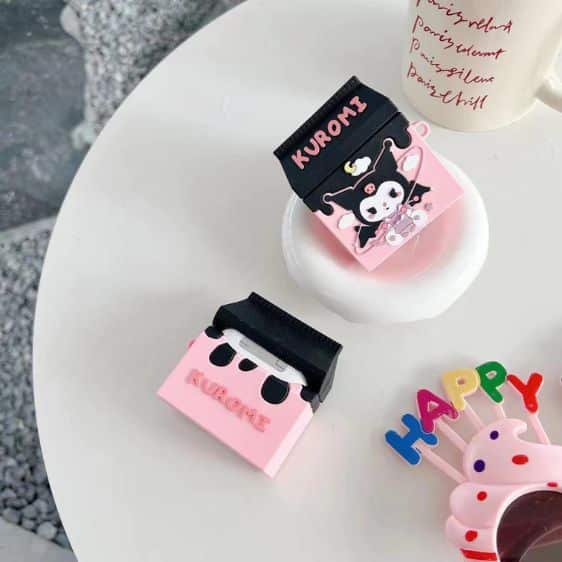 Kawaii Kuromi Milk Carton Pink Girly AirPods Case