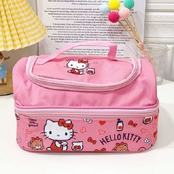 Charming Hello Kitty Pattern Pink Thermal Bento Bag