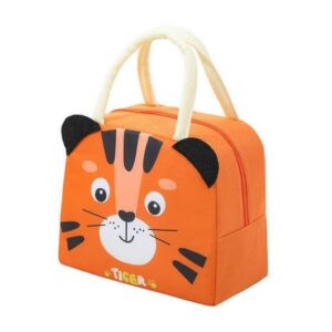 Charming Tiger Face Pattern Orange Bento Bag