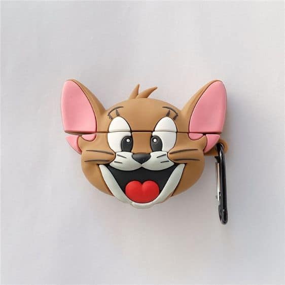 Kawaii Cartoon Mouse Jerry Head Brown AirPods Case