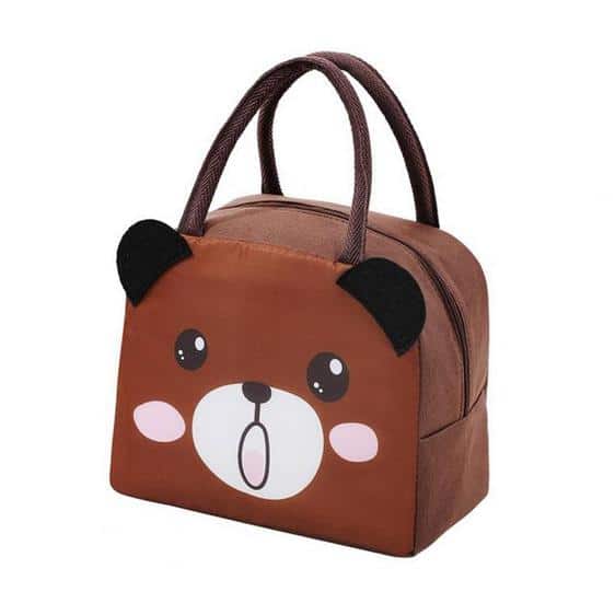 Lovely Bear Shock Expression Brown Lunch Tote