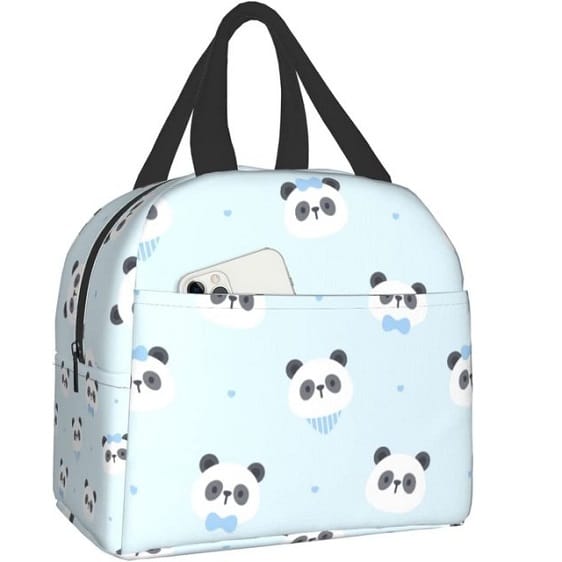 Lovely Panda Design Light Blue Insulated Bento Bag