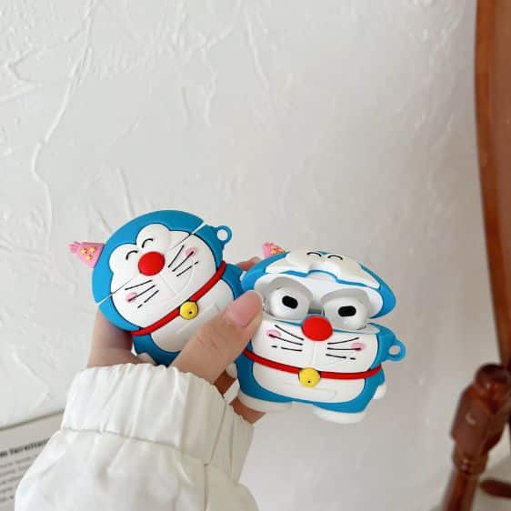 Cute Anime Doraemon Party Hat Blue AirPods Case