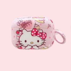 Cute Cat Hello Kitty Strawberry Pink AirPods Case