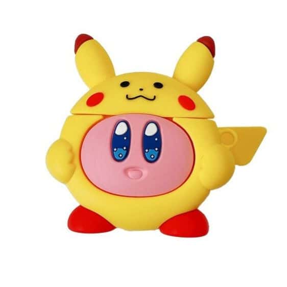 Cute Kirby Wearing Pikachu Suit Yellow AirPods Case