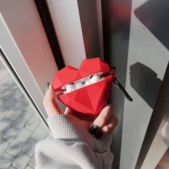 Lovely Heart-Shaped 3D Design Red AirPods Case
