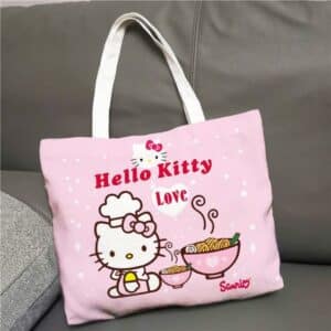 Adorable Chef Hello Kitty Love Art Pink Tote Bag