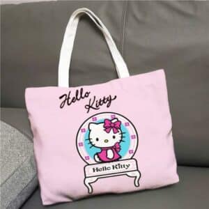 Cute Hello Kitty Flower Ribbon Logo Pink Tote Bag