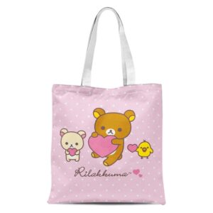 Cute Rilakkuma And Friends Pink Canvas Shoulder Bag
