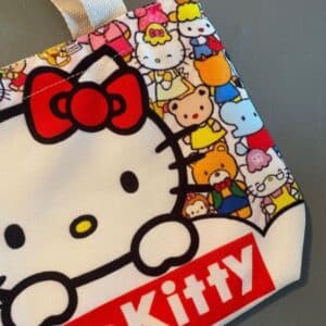 Kawaii Hello Kitty Doodle Artwork Canvas Tote Bag