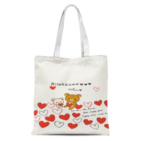 Kawaii Rilakkuma Love The Hearts Canvas Girly Tote Bag