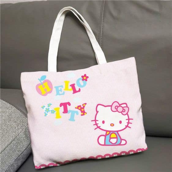 Kawaii Sanrio Hello Kitty Typography Art Pink Girly Tote Bag