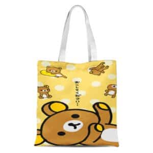 Lovely San-X Rilakkuma Relaxed Bear Yellow Tote Bag