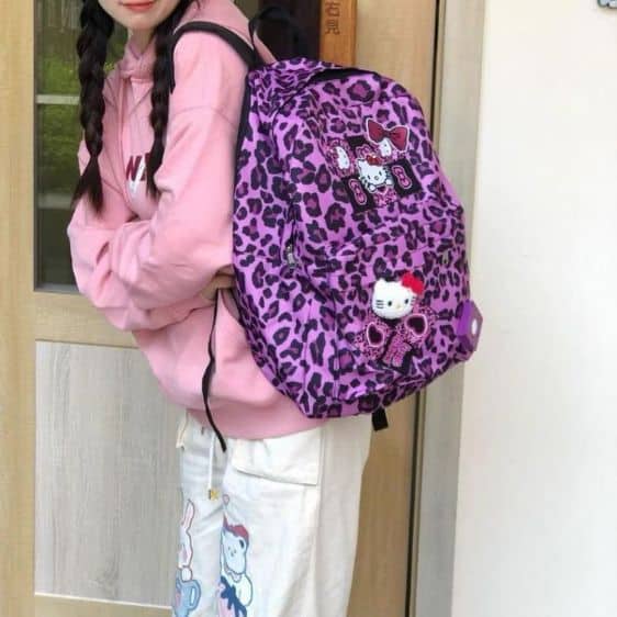 Adorable Hello Kitty Purple Animal Print Pattern Backpack
