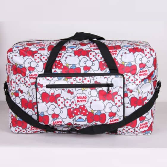 Adorable Hello Kitty White Red Ribbon Foldable Travel Bag