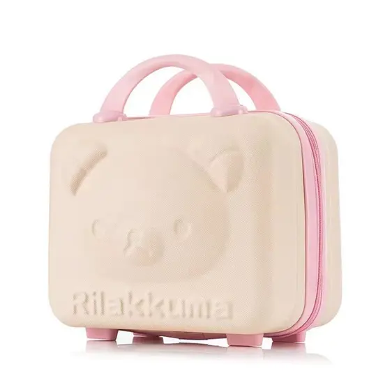Adorable Rilakkuma Bear Face Beige Pink Hue Makeup Bag