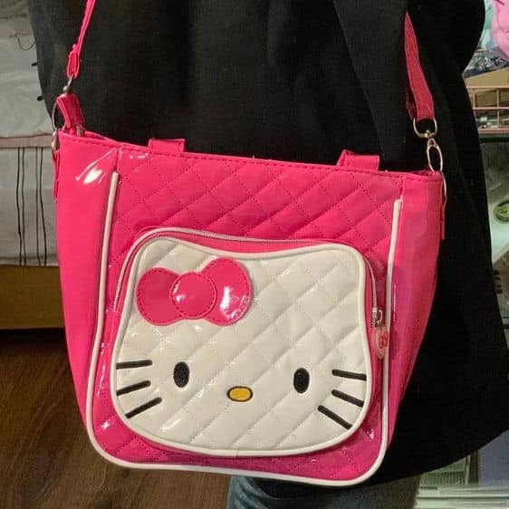 Adorable Sanrio Hello Kitty Cat Face Hot Pink Crossbody Bag