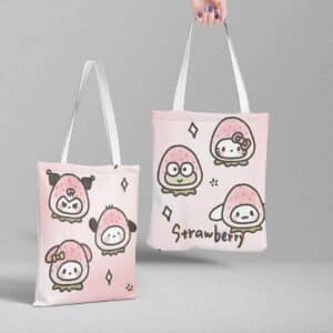 Adorable Sanrio Hello Kitty & Friends Strawberry Canvas Tote Bag