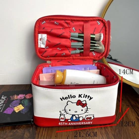 Charming Hello Kitty 45th Anniversary Red Girly Makeup Bag