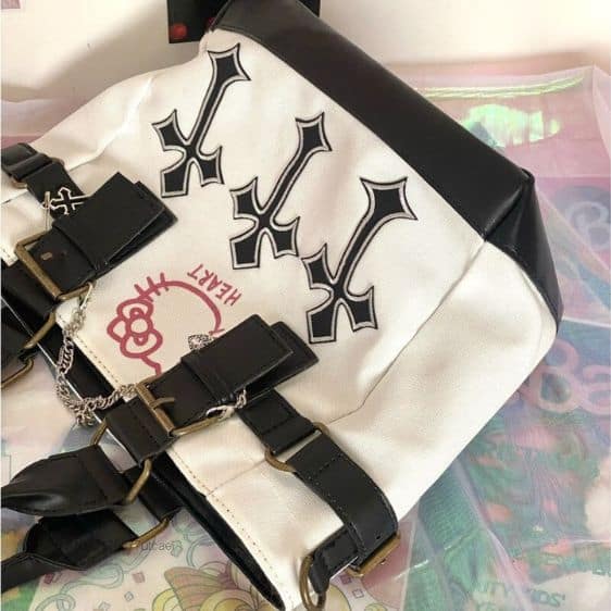 Charming Hello Kitty Head Logo 3 Cross Gothic Style Handbag