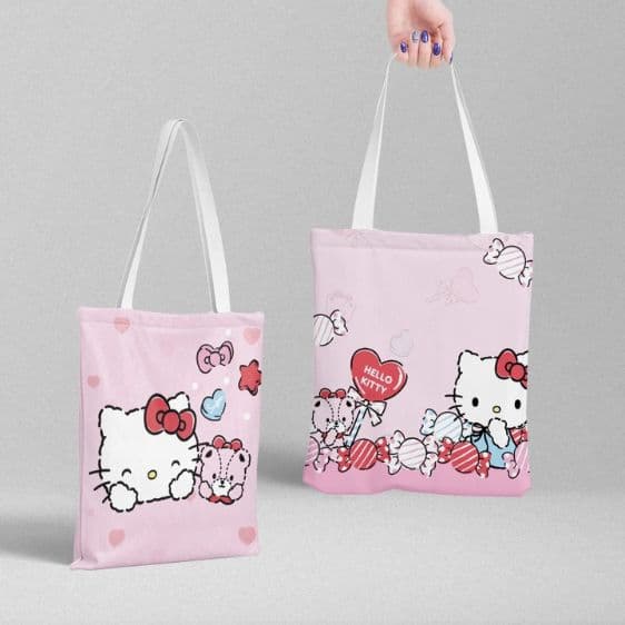 Charming Hello Kitty & Tiny Chum Candy Art Pink Tote Bag