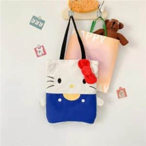 Charming Sanrio Blue Outfit Hello Kitty Red Ribbon Tote Bag
