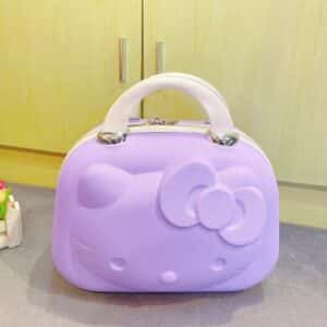 Charming Sanrio Cat Hello Kitty Face Light Violet Makeup Bag