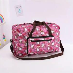 Charming Sanrio Cat Hello Kitty Pattern Pink Expandable Travel Bag