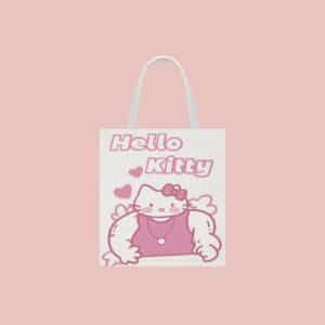Cute Funny Hello Kitty Cat Buffed Body Tote Bag