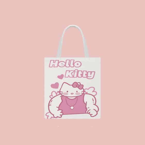 Cute Funny Hello Kitty Cat Buffed Body Tote Bag