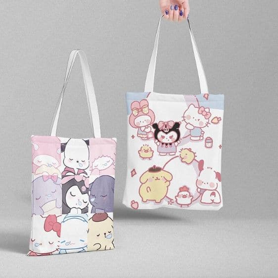 Cute Hello Kitty & My Melody Sanrio Characters Design Tote Bag