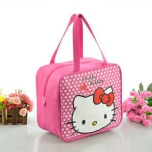 Cute Hello Kitty Polkadots Pattern Pink Insulated Lunch Bag