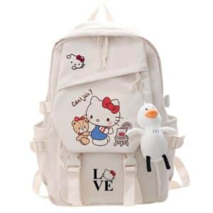 Cute Hello Kitty & Tiny Chum Love Logo White Backpack