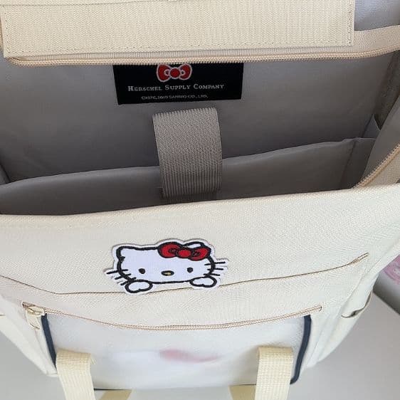 Cute Minimalist Hello Kitty Head Logo White School Backpack