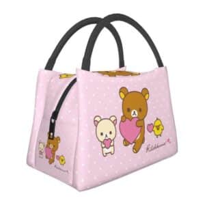 Cute Rilakkuma And Friends Pink Polka Design Lunch Bag