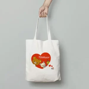 Cute Rilakkuma Characters Red Heart Design Tote Bag