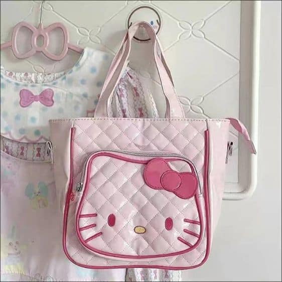 Kawaii Hello Kitty Face Design Light Pink Crossbody Bag