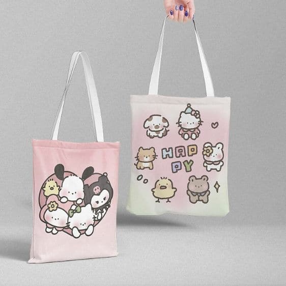Kawaii Hello Kitty & Sanrio Characters Heart Tote Bag