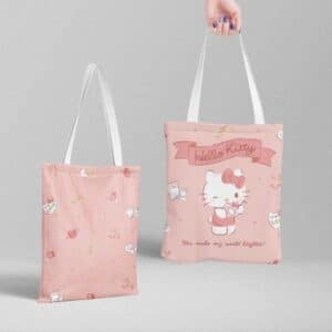 Kawaii Hello Kitty You Make My World Brighter Tote Bag