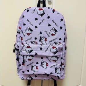 Lovely Cat Hello Kitty Black Heart Pattern Design Backpack