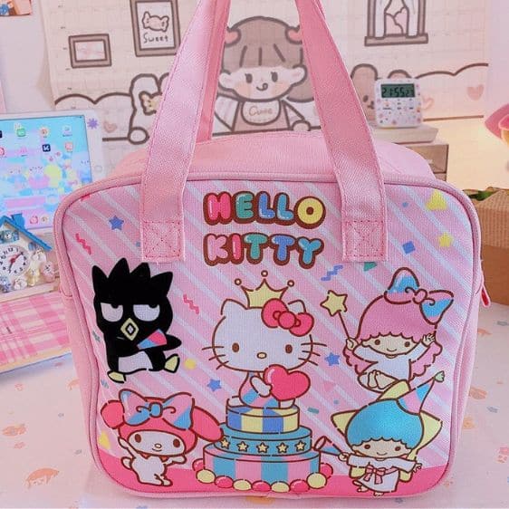 Lovely Hello Kitty & Friends Cake Party Pink Thermal Lunch Bag