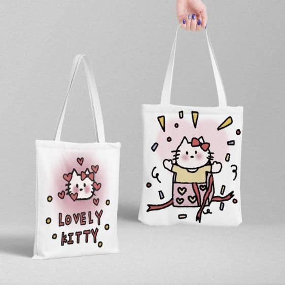 Lovely Hello Kitty Gift Box Surprise Canvas Tote Bag