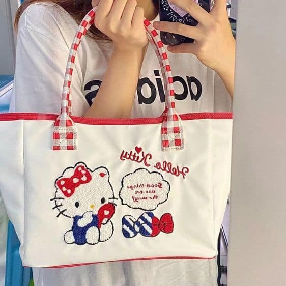 Lovely Hello Kitty Good Things Are On The Way White Handbag