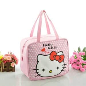 Lovely Hello Kitty Head Polkadots Light Pink Insulated Lunch Bag